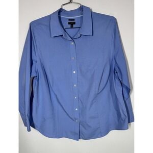 Talbots Non Iron Slightly Fitted Blue Long Sleeve‎ Button Up Shirt Women's 20